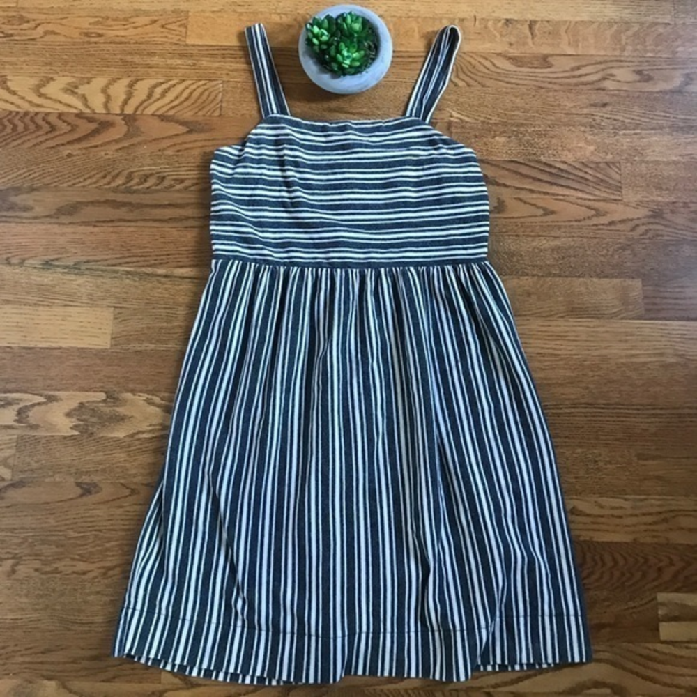 LOFT cotton gray striped‎ sundress size small